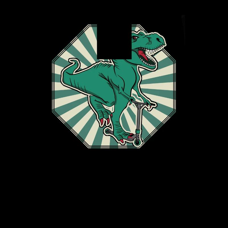 Retro Sonnenschein mit Dino T-Rex Stunt Scooter