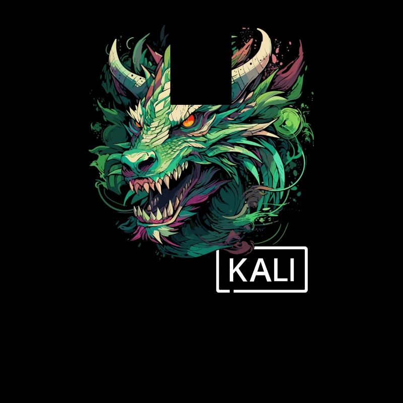 Modern Green Kali Linux Dragon Design for Ethical
