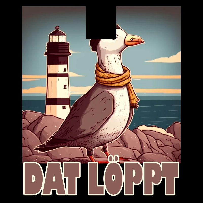 Dat Löppt Möwe Leuchtturm Meer Plattdeutsch Norden