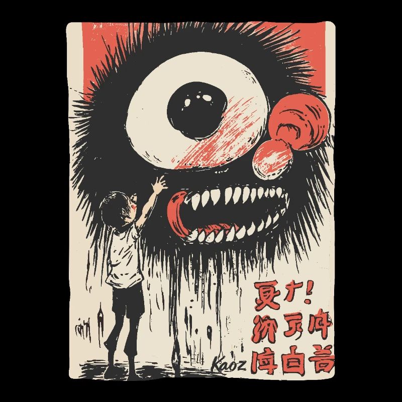 Garçon d’art de rue avec un œil de monstre