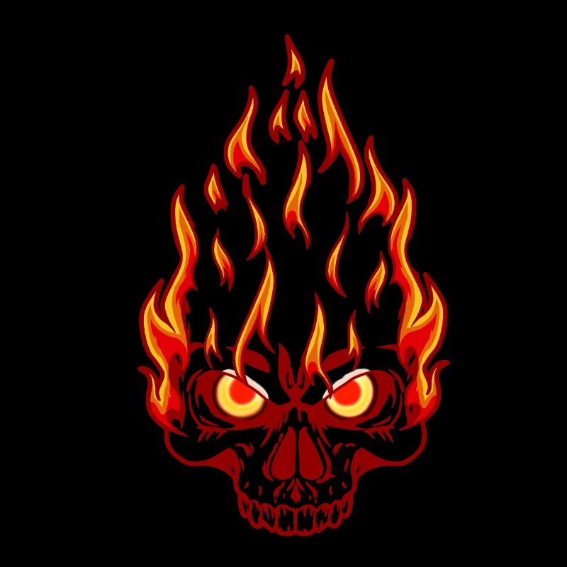 Hardrock Rocker Tattoo Skull Motorcycle Flame