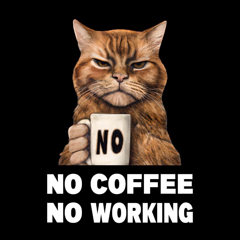 Pas de café pas de travail. Chat grincheux et drôle