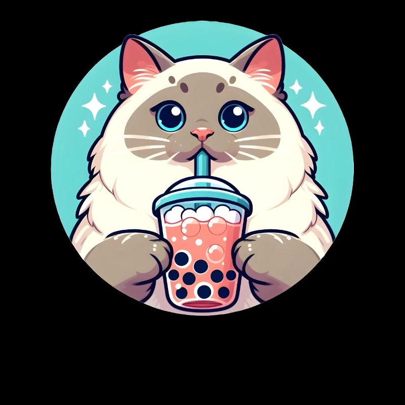 Siamese Cat Having Bubble Tea