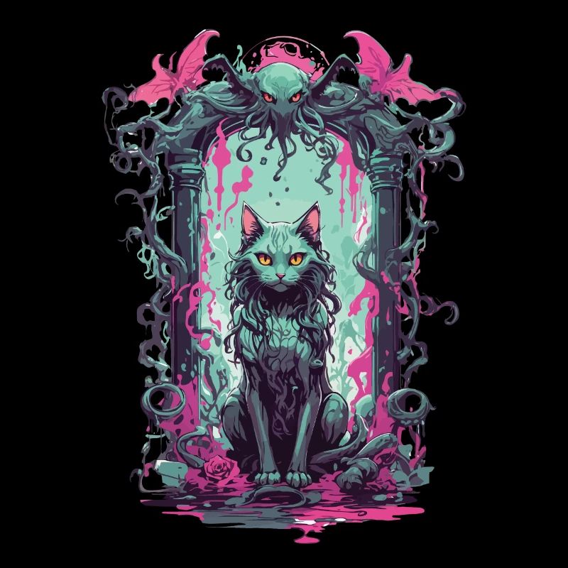 Conception de monstre magique chat occulte gothique