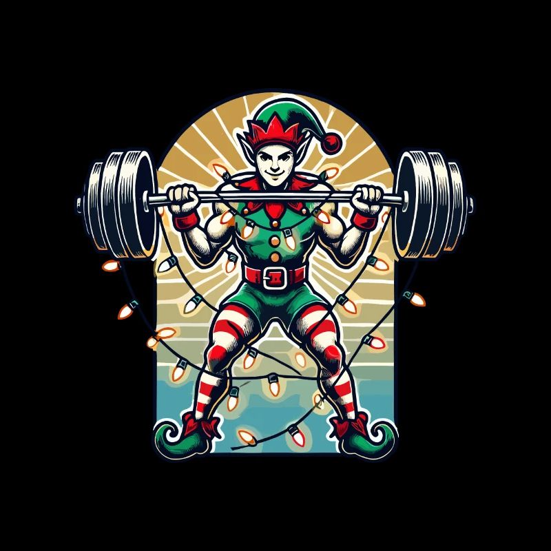 Christmas Gym Elf With Dumbbell Training