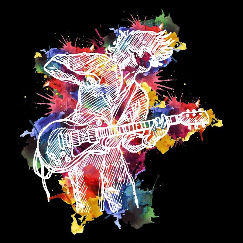 Guitar Evolution Watercolor Design for
