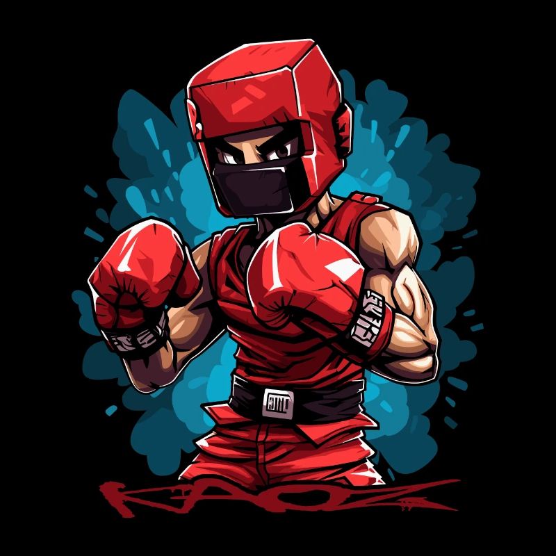 A Cubic Cartoon Pixel Boxer Boxing