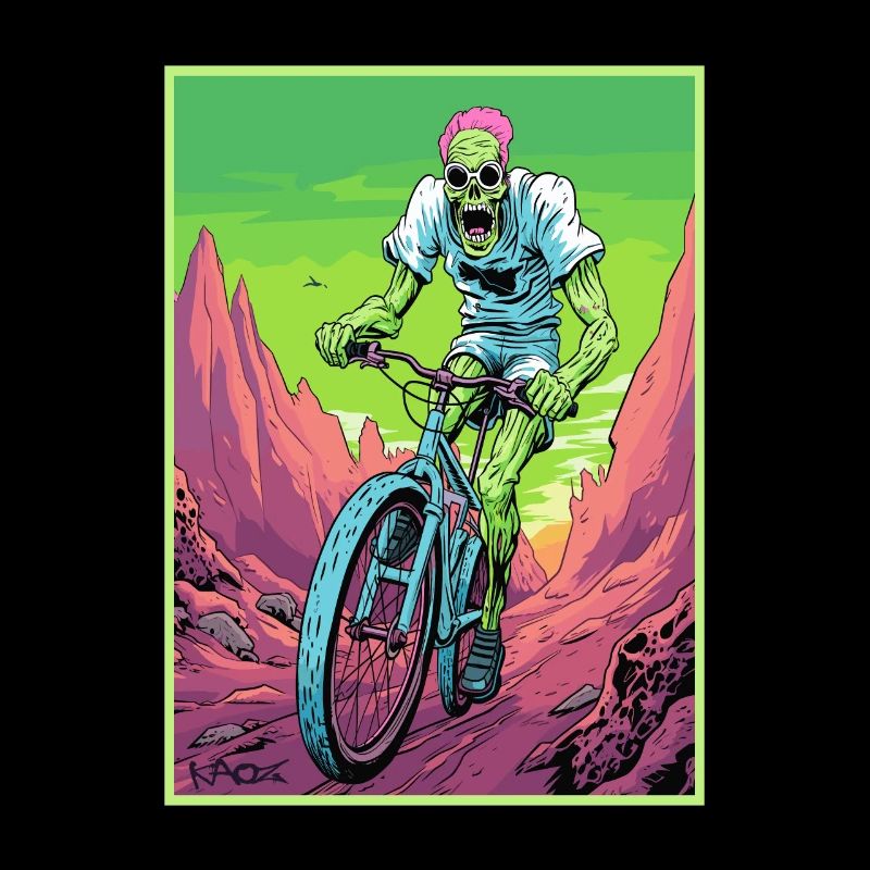 Cartoon Skeleton Mountain Biker
