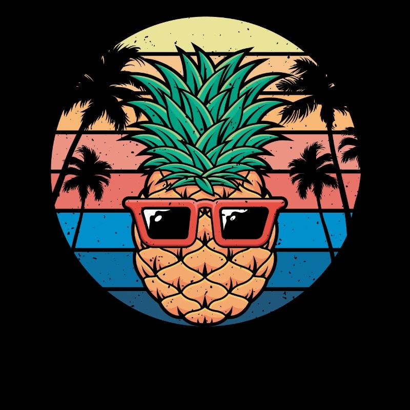 PineApple And Pine Retro Design For Beach
