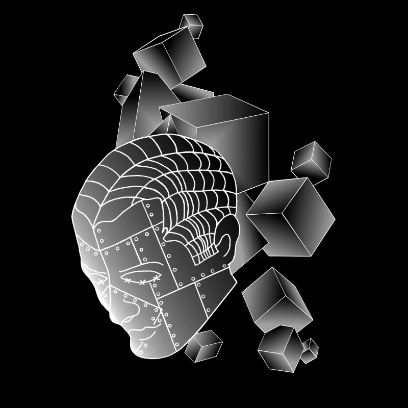 Robot with cube dark grey