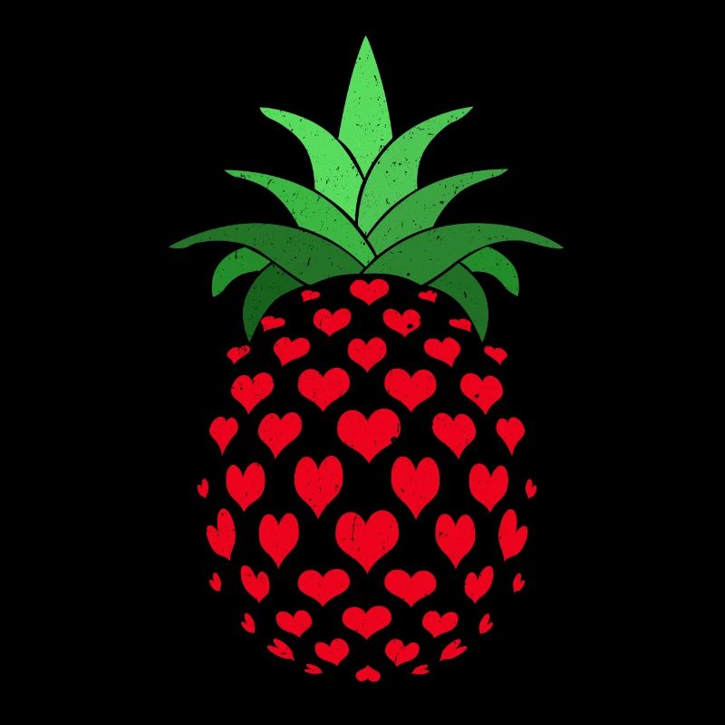 Pineapple Hearts Abstract Art Fruity Gift