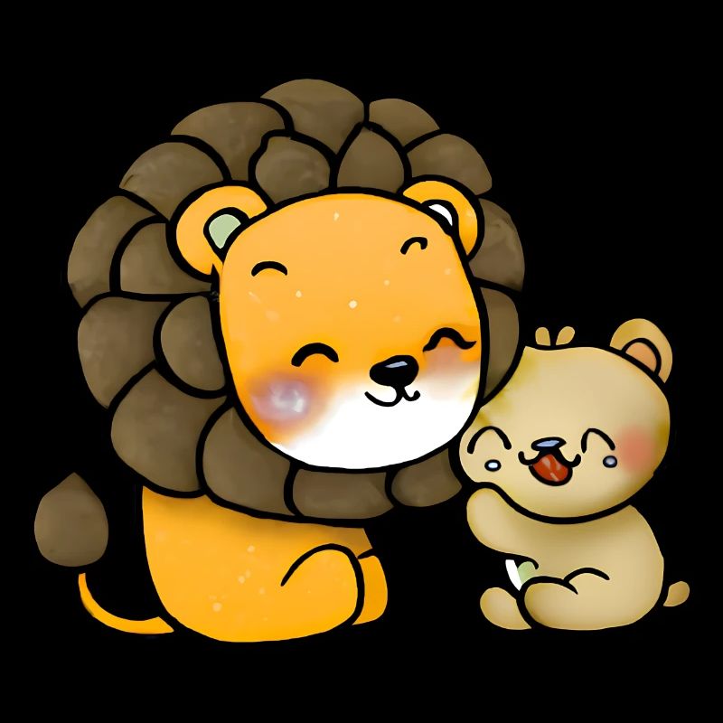 Löwe kuschelt Bär