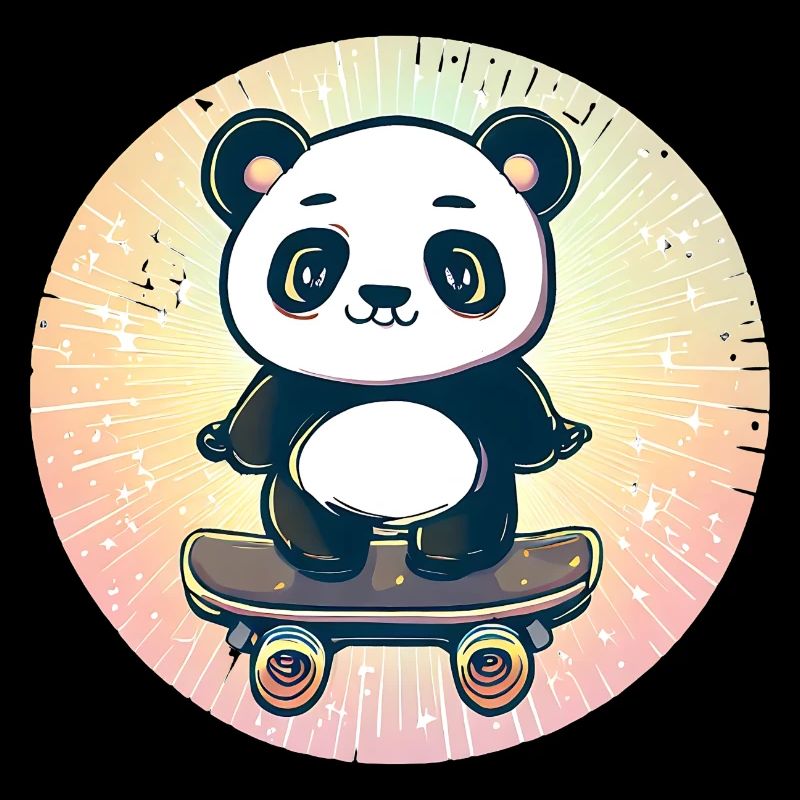Panda skateboard au coucher du soleil