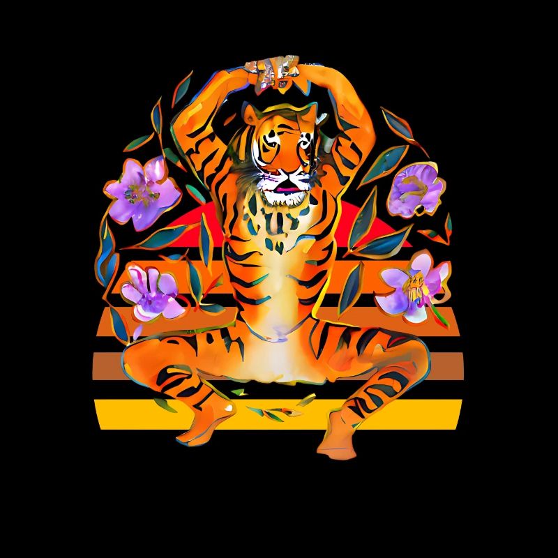 Yoga Tiger aime les fleurs