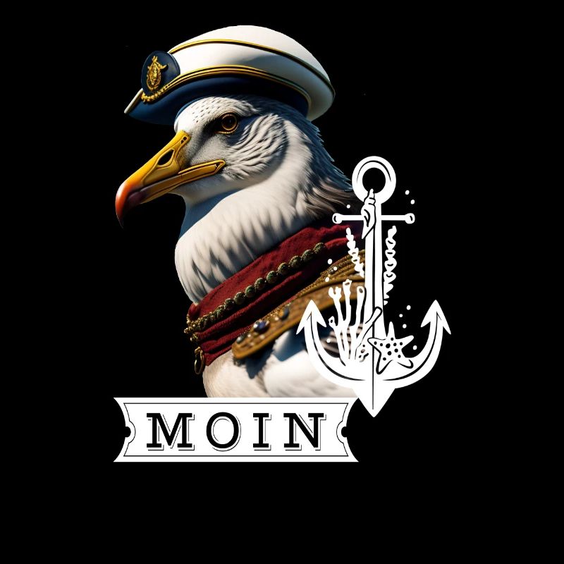 Coole Möwe, Kapitän Küste See Meer , Spruch Moin