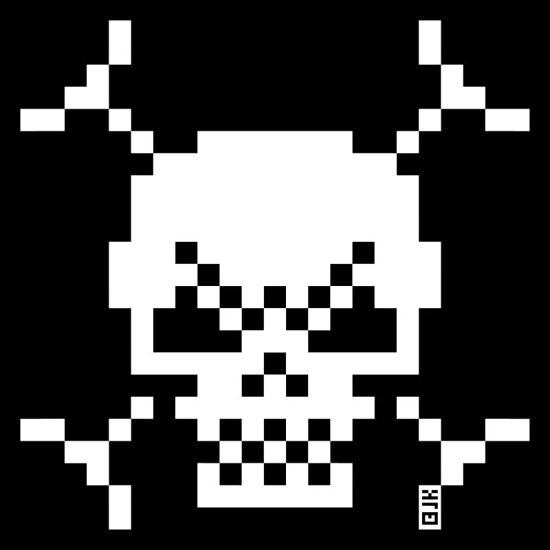 Pixel Skull Petit Pixel Art Jolly Roger Blanc