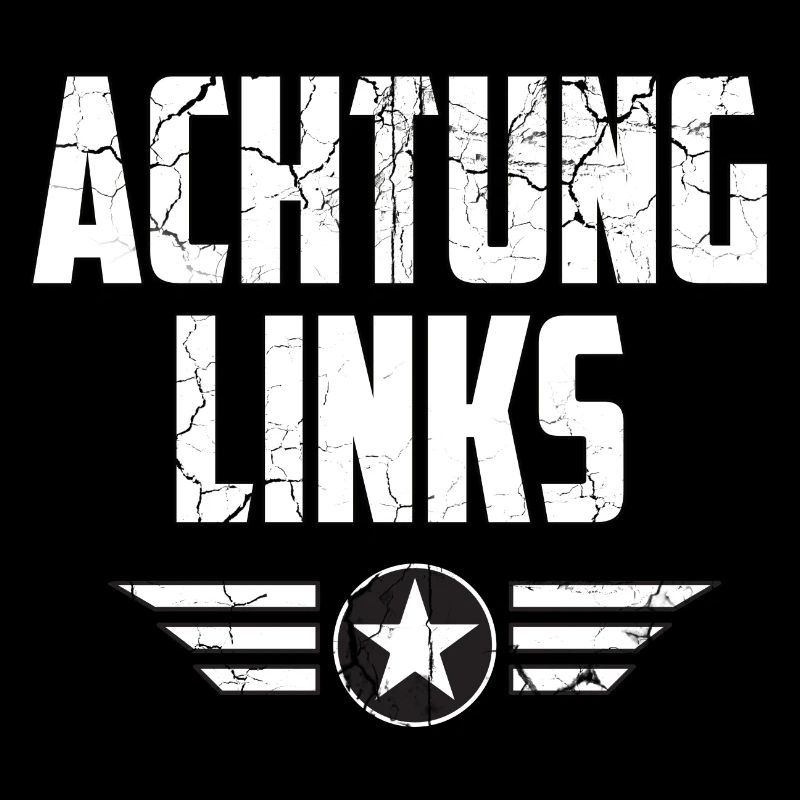 Spruch Achtung Links Comic Held Captain Geschenk