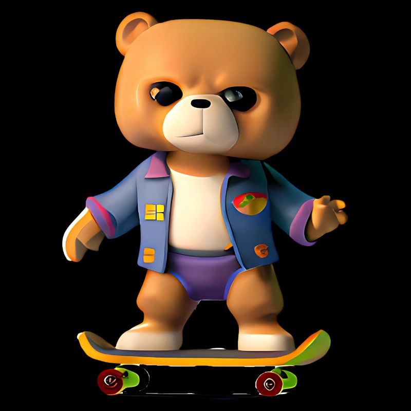 Cool bear sur skateboard - Style décontracté