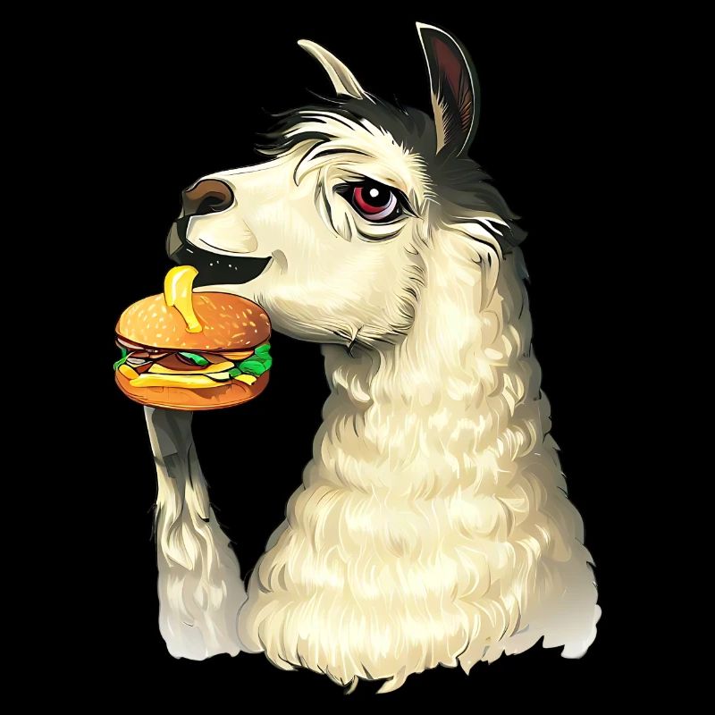Cheeseburger essendes Lama