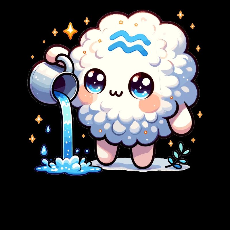 Wassermann Sternzeichen Kawaii Charakter Geburtstag