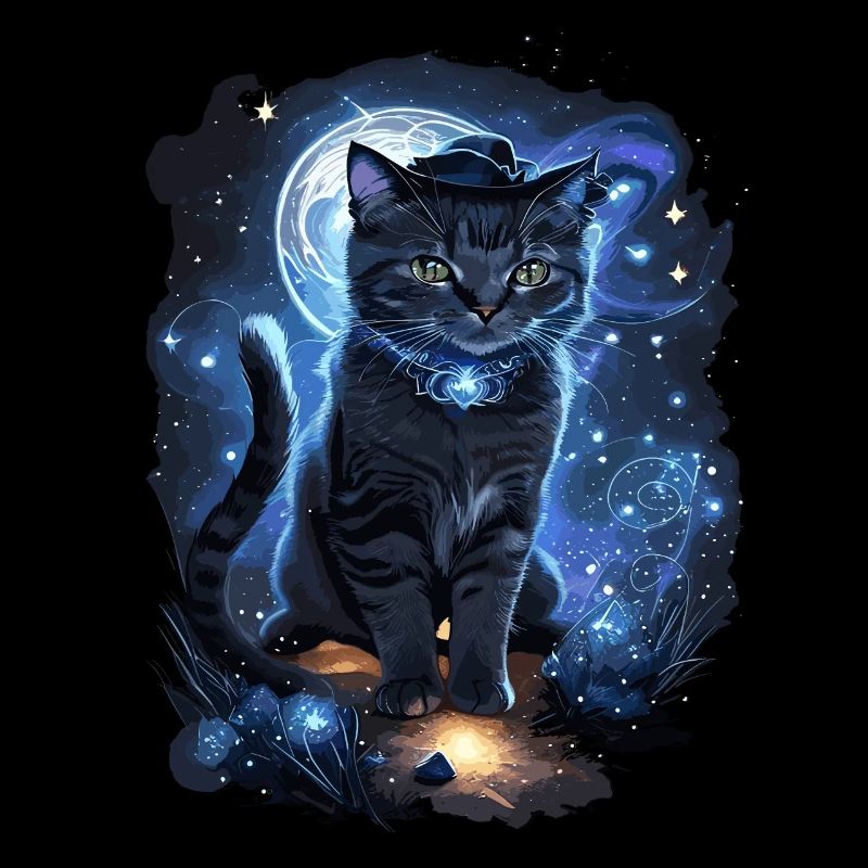 Chat Magique Occulte Noir Sorcier Chat