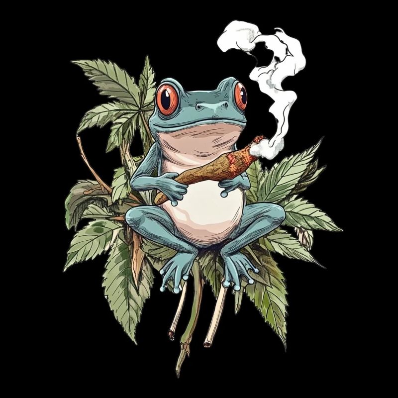Grenouille bleue avec joint - Weed Frog Design