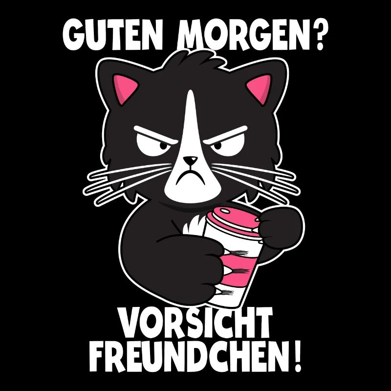 Katze Kaffee Morgenmuffel Langschläfer Geschenk