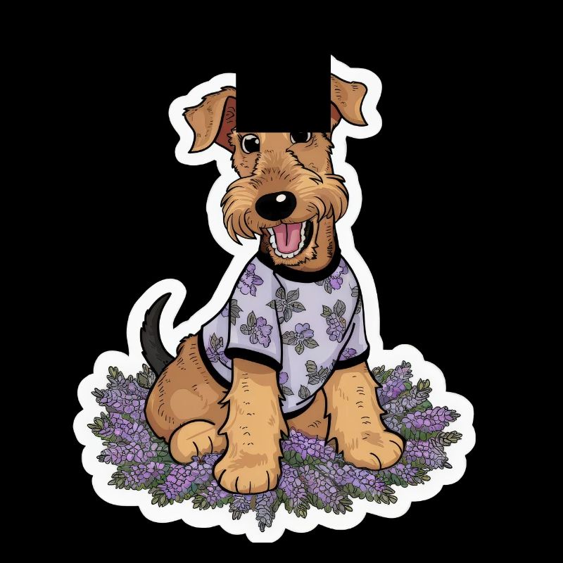 Süßer Airedale Terrier mit Flieder