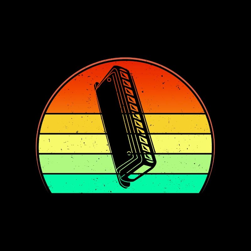Retro Sunset Design The Harmonica Lover Harmonica