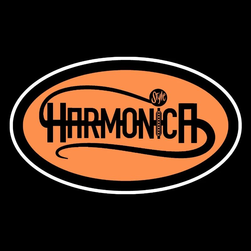 Harmonica Logo Style white edge for harmonica player