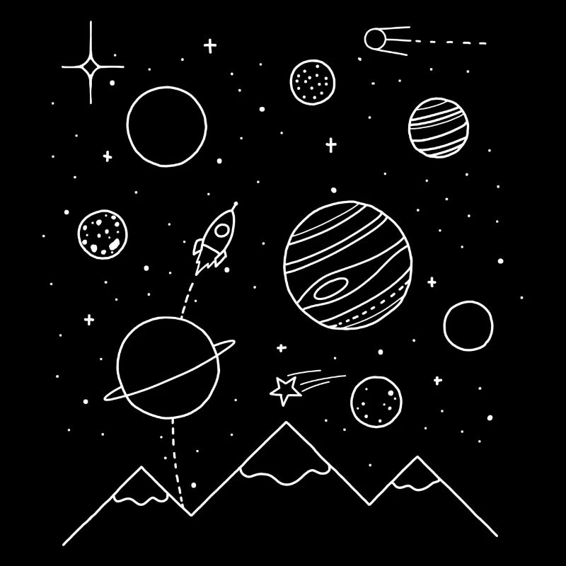 Planète blanche dans le ciel étoilé