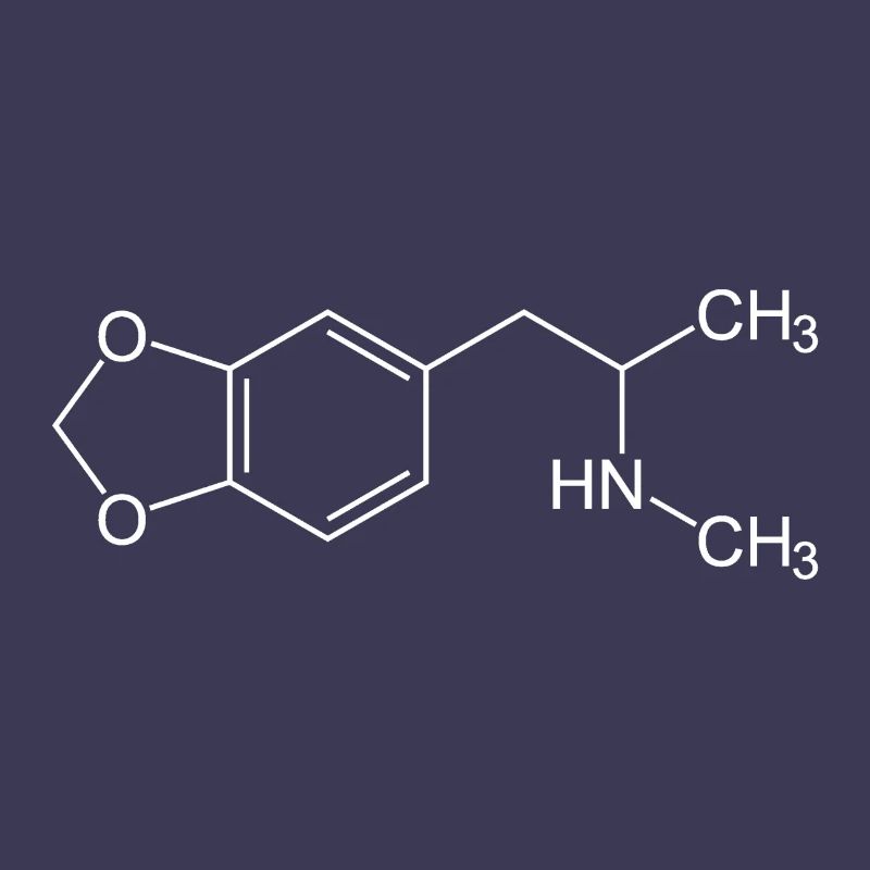 Structural formula / chemical formula MDMA white