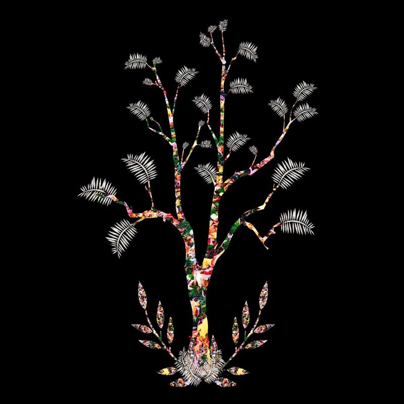 Flowering tree leaves white feathers