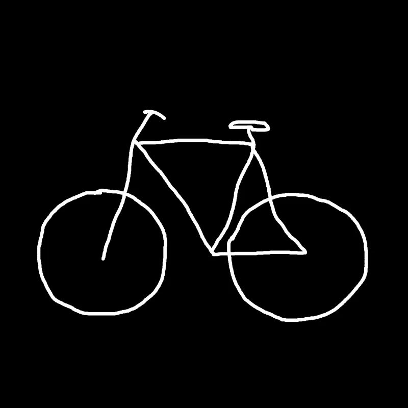 vélo dessiné comme un hippie design en blanc