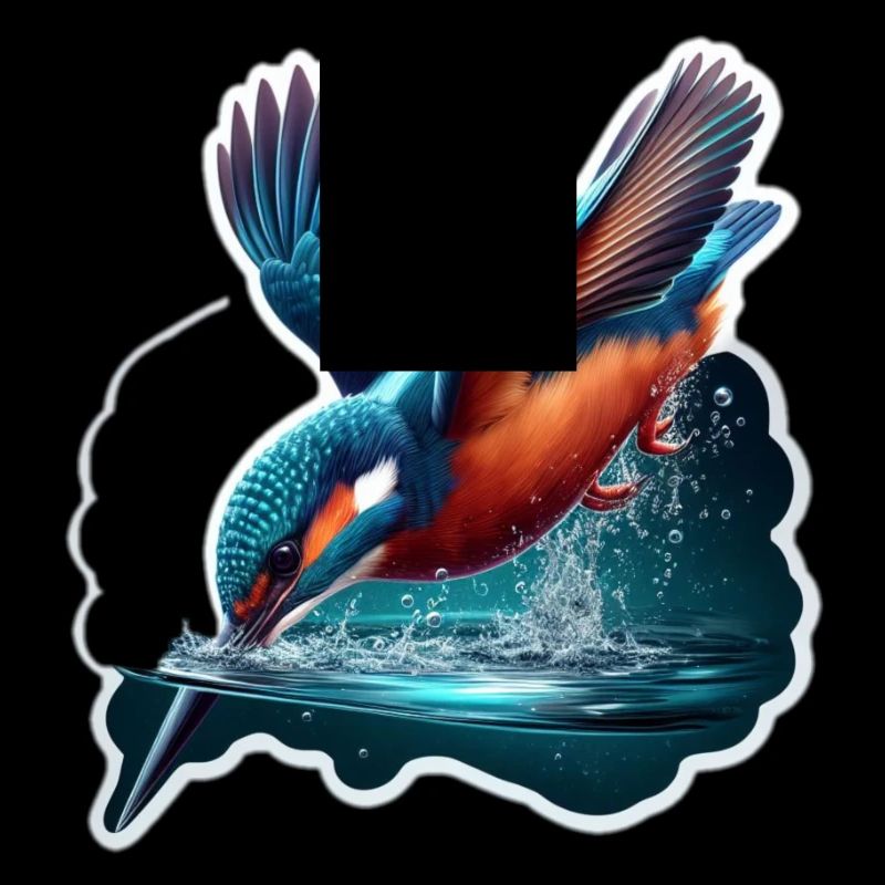 Eisvogel taucht in Wasser ein
