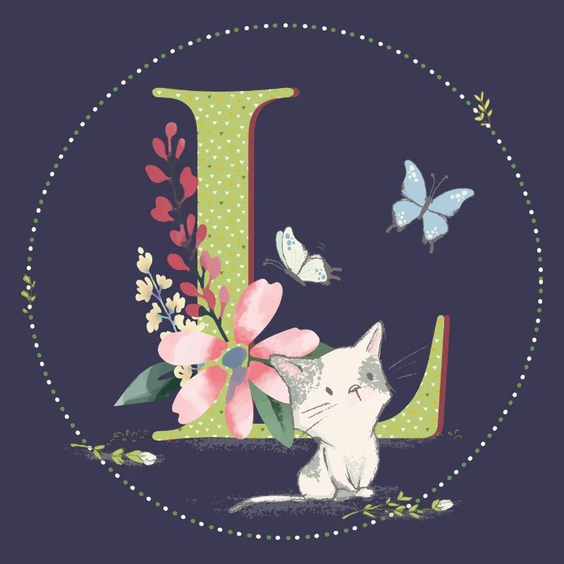 Lettre initiale L avec chat