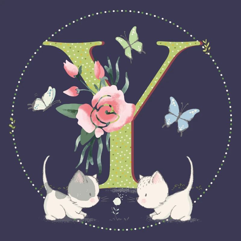 Lettre initiale Y avec chat