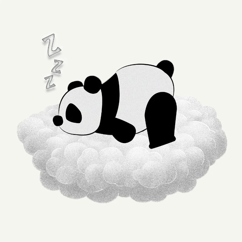 Süßer Panda schläft auf seiner Wolke