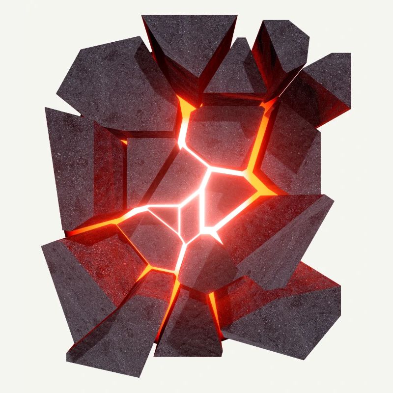 Glühende Lava Vulkan 3D Design
