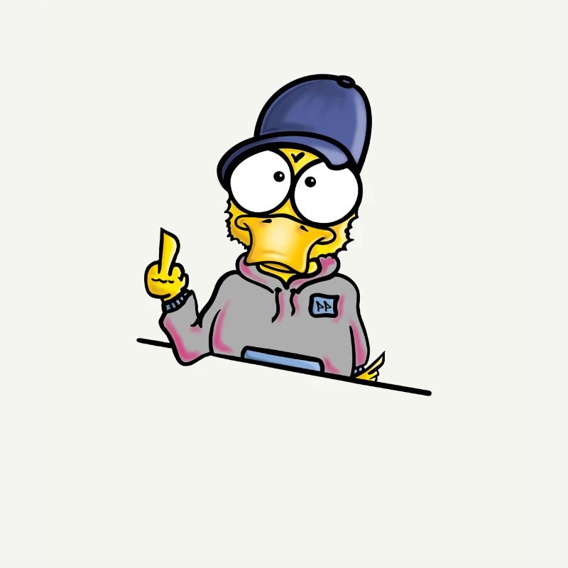 Ente mit Cap Mittelfinger