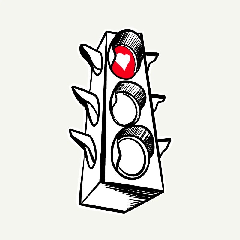 Heart red traffic light