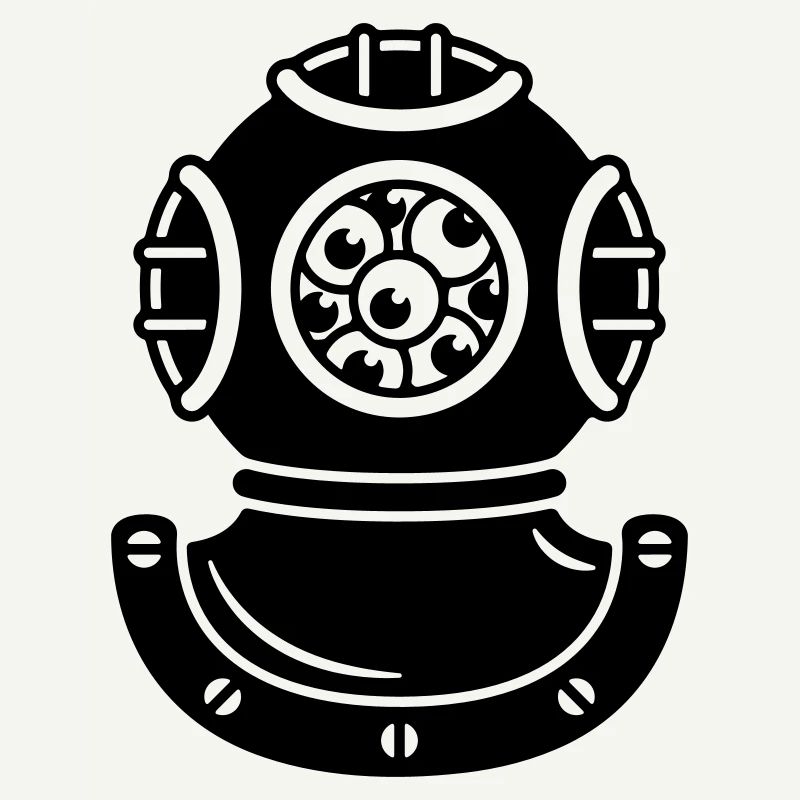 Diving helmet with creature eyes