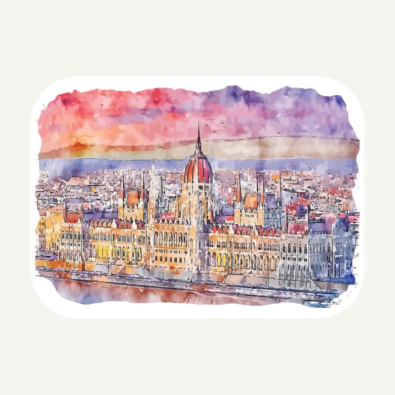 Budapest Aquarelle Esquisse Dessinée à la Main Illustration