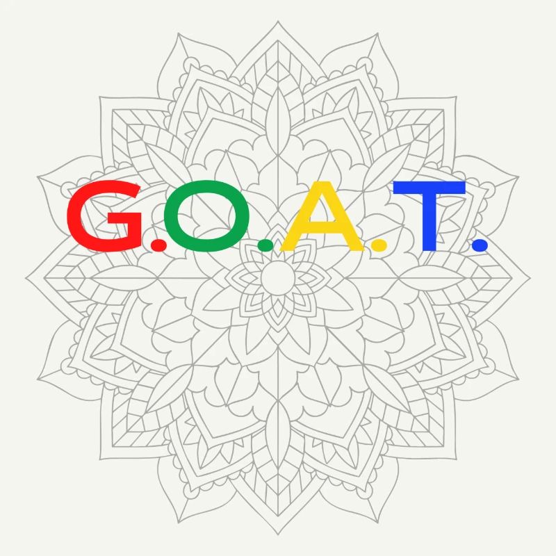 Conception de lettrage G.O.A.T (coloré)