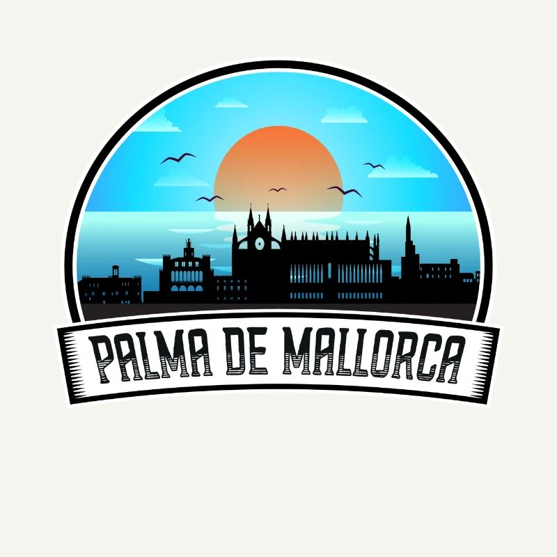 Palma de Mallorca Spanien Skyline Vintage Sunset Tra