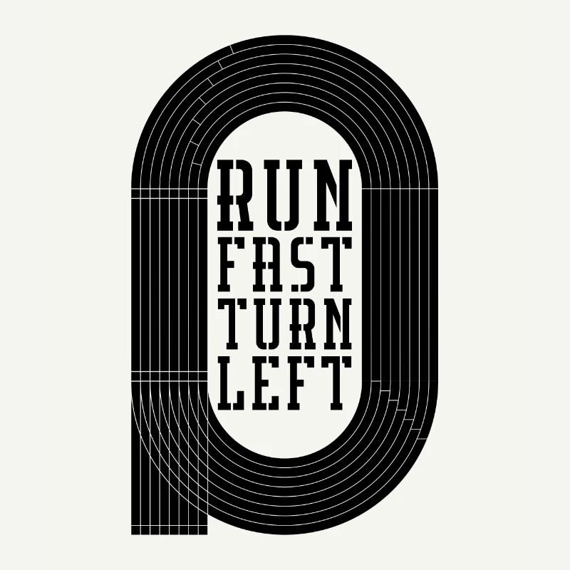 Run Fast Turn Left Retro Triathlon Race Sprinter