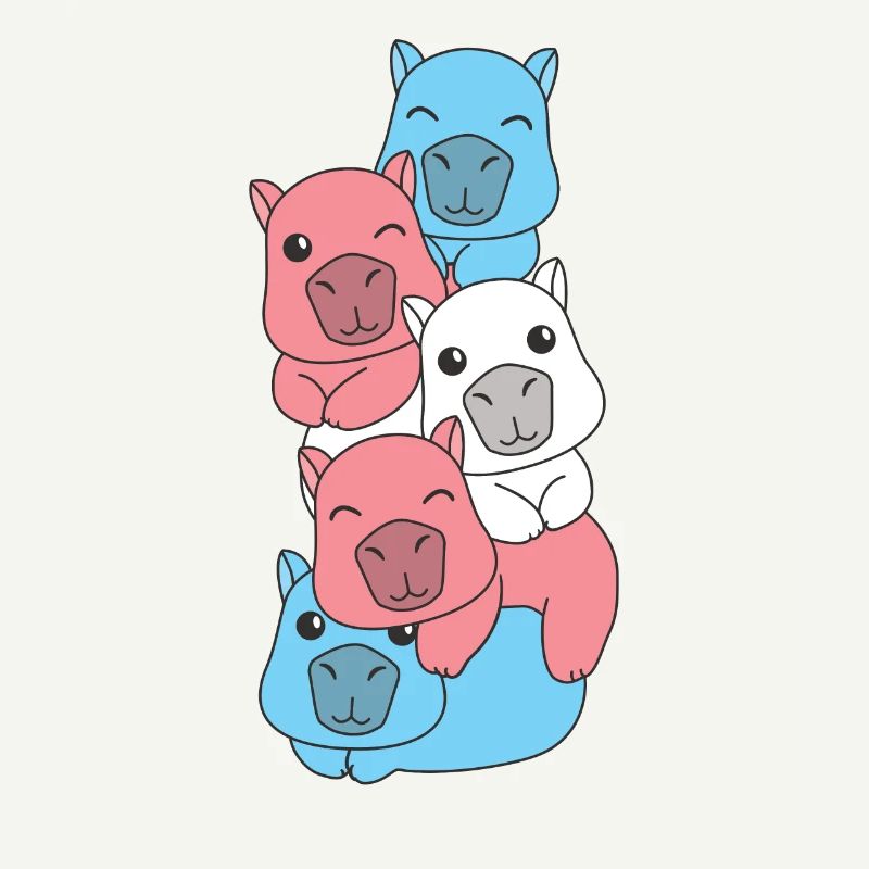 Transgender Flag Pride LGBTQ Mignon Capybara Stack
