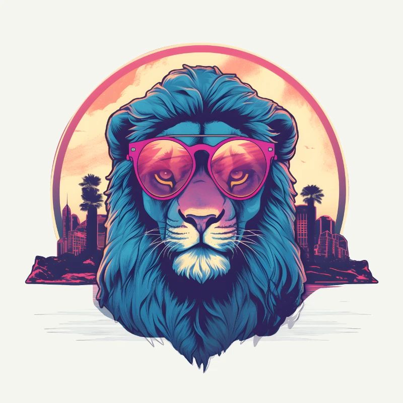 Synthwave Lion Sunset