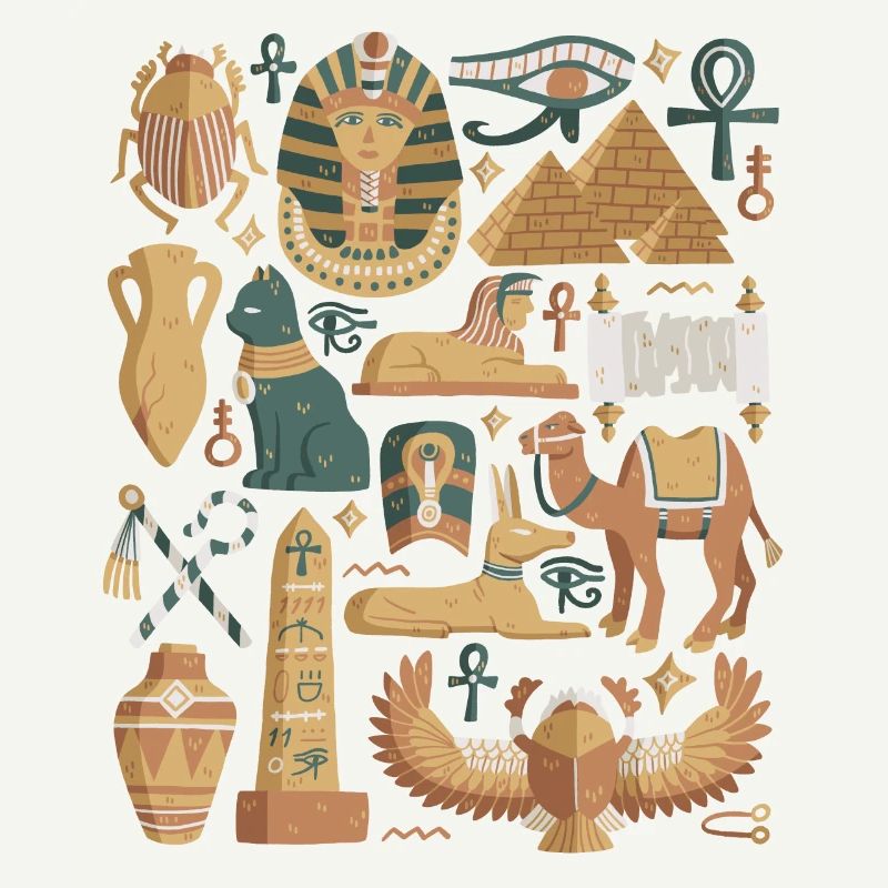 Egypte Doodles Pyramide Pharaon Sphinx Le Caire