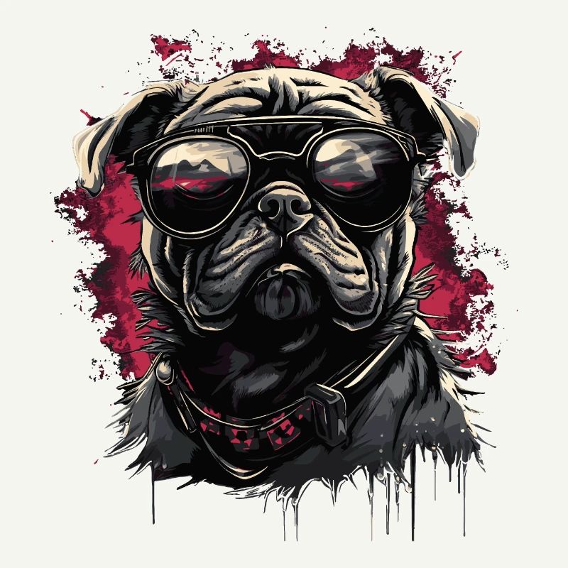Mops Hund mit Sonnenbrille